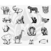 DSS-136 Zoo Animals Mayco Designer Silk Screen - İpek Baskı (Serigrafi) 30x38 cm Hayvanlar
