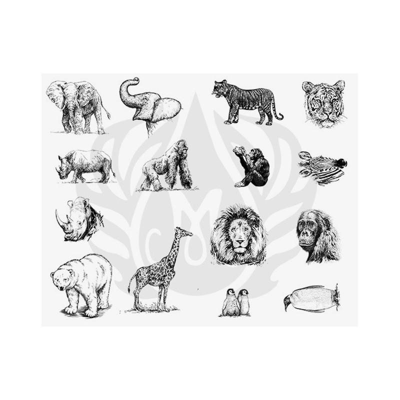 DSS-136 Zoo Animals Mayco Designer Silk Screen - İpek Baskı (Serigrafi) 30x38 cm Hayvanlar