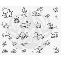 DSS-137 Cutesy Animals Mayco Designer Silk Screen - İpek Baskı (Serigrafi) 30x38 cm Anime Hayvanlar