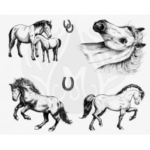 DSS-151 Horses Mayco Designer Silk Screen - İpek Baskı (Serigrafi) 30x38 cm Atlar