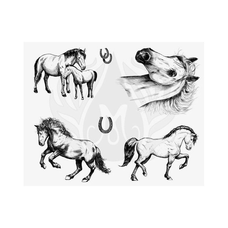 DSS-151 Horses Mayco Designer Silk Screen - İpek Baskı (Serigrafi) 30x38 cm Atlar